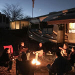 Xscapers around the campfire at SKP Saguaro Co-Op, Benson, AZ (D