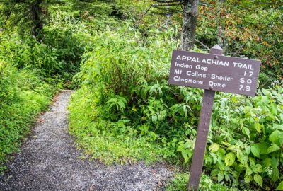 Appalachian Trail sign in Great Smoky Mountains National Park