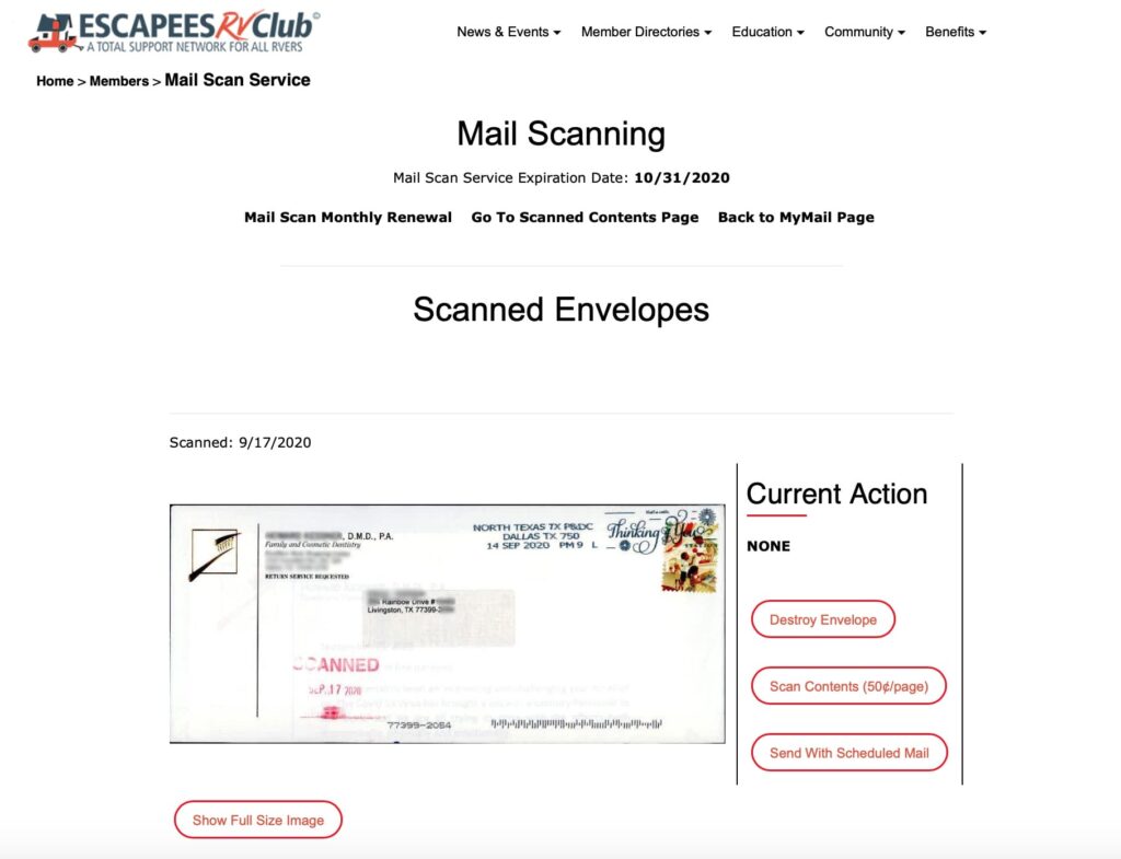 Escapees Mail Scanning Service 2